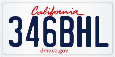 CA license plate 346BHL