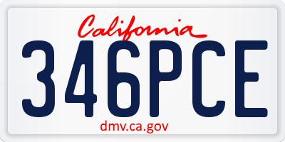 CA license plate 346PCE