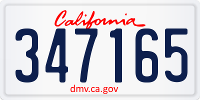 CA license plate 347165