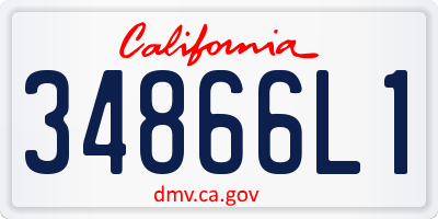 CA license plate 34866L1