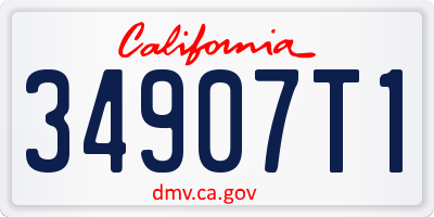 CA license plate 34907T1