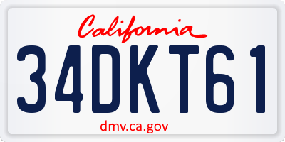 CA license plate 34DKT61