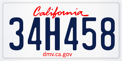 CA license plate 34H458