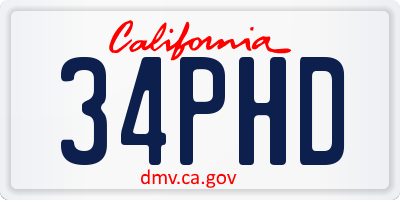 CA license plate 34PHD