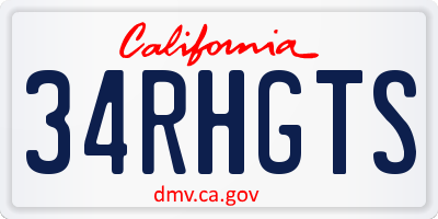 CA license plate 34RHGTS