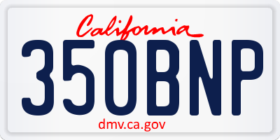 CA license plate 350BNP