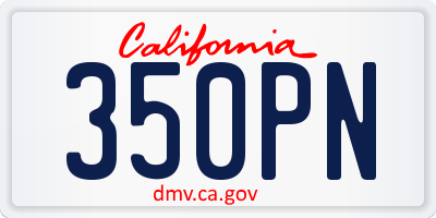 CA license plate 350PN