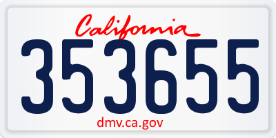 CA license plate 353655