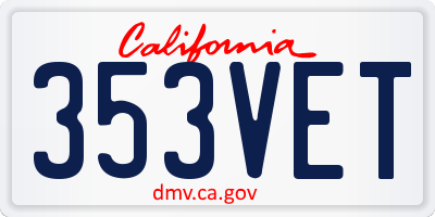 CA license plate 353VET