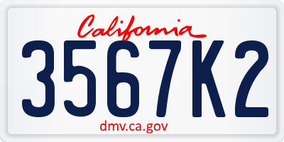 CA license plate 3567K2