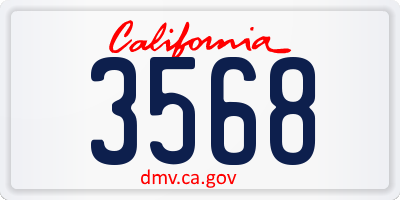 CA license plate 3568