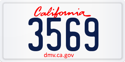 CA license plate 3569