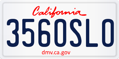 CA license plate 356OSLO