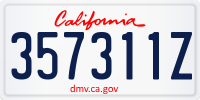 CA license plate 357311Z