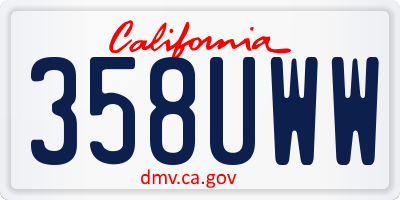 CA license plate 358UWW