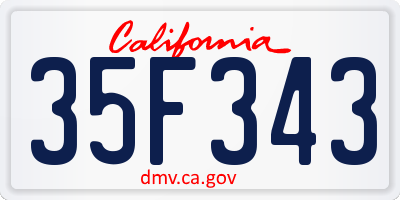 CA license plate 35F343