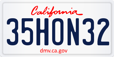 CA license plate 35HON32