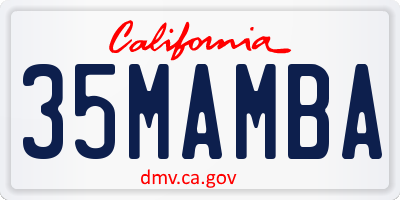 CA license plate 35MAMBA