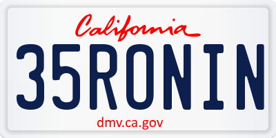 CA license plate 35RONIN