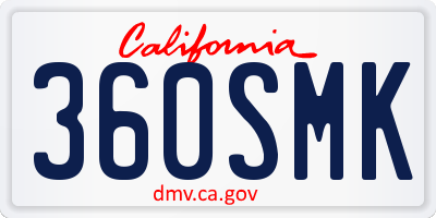 CA license plate 360SMK