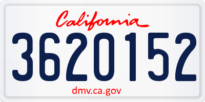 CA license plate 3620152