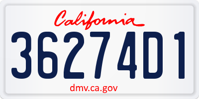 CA license plate 36274D1