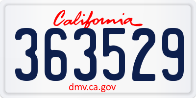 CA license plate 363529