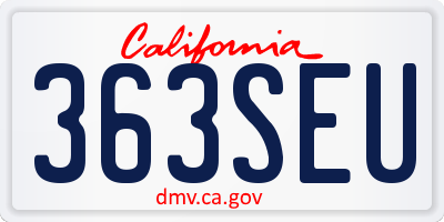 CA license plate 363SEU