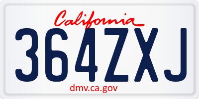 CA license plate 364ZXJ