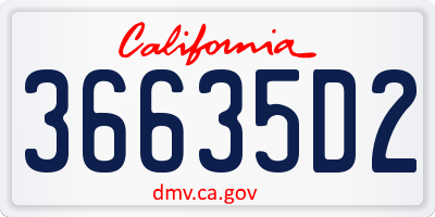 CA license plate 36635D2