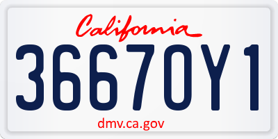 CA license plate 3667OY1