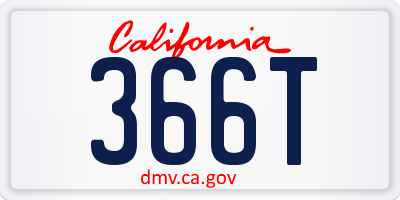 CA license plate 366T