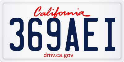 CA license plate 369AEI