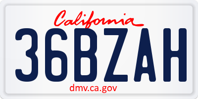 CA license plate 36BZAH