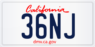 CA license plate 36NJ