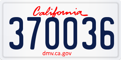 CA license plate 370036