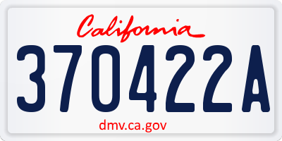 CA license plate 370422A