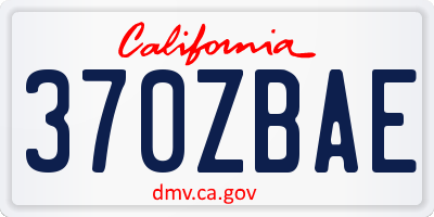 CA license plate 370ZBAE