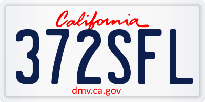 CA license plate 372SFL