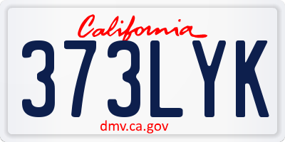 CA license plate 373LYK