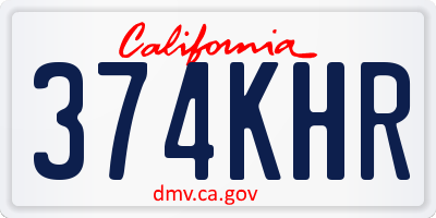 CA license plate 374KHR