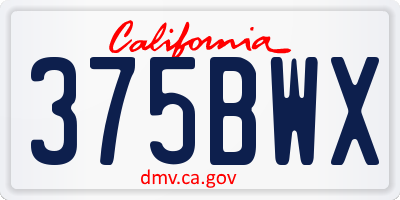 CA license plate 375BWX