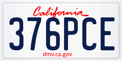 CA license plate 376PCE