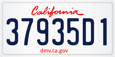 CA license plate 37935D1