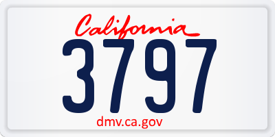 CA license plate 3797