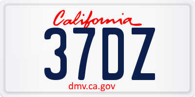 CA license plate 37DZ