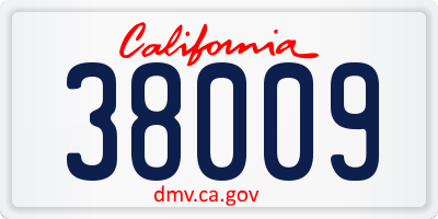 CA license plate 38009