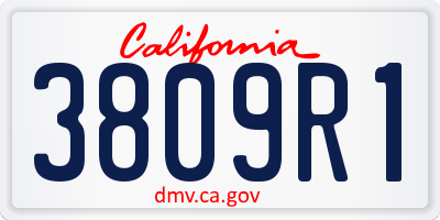 CA license plate 3809R1