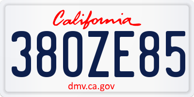 CA license plate 380ZE85