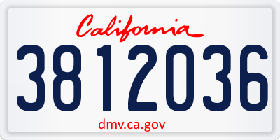 CA license plate 3812036